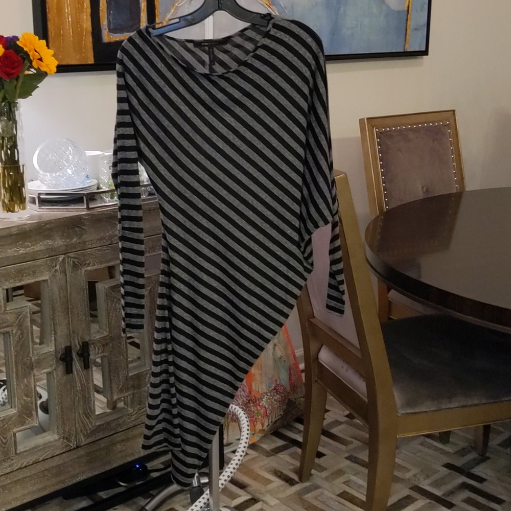 Gray and Black Knit Asymmetrical Dress
